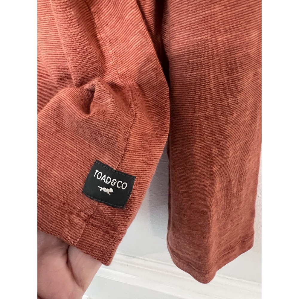 Toad&Co Marley II Tee Womens (L) COTTON TENCEL Rust V Neck -Long Sleeve -Granola - Picture 4 of 10
